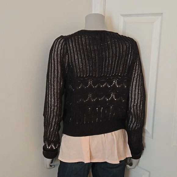 Lucky Brand Open Stitch Button Front Cardigan Black Size XL - Picture 2 of 8